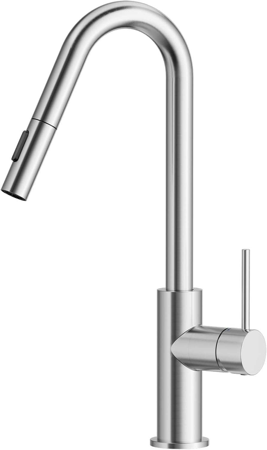 CECIPA Grifo de cocina de alta presión con alcachofa extensible, grifo en forma de V, de acero inoxidable, mezclador de dos tipos de chorro, giratorio 360°, acero inoxidable cepillado