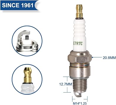 TORCH E7RTC Spark Plug Replacement for NGK 7022, Champion RL82YC, Denso W22FPR-U, Bosch W225T7, Toro 121-4199, Champion QL82YC, Denso W22FPR-U, Bosch W225T7, OEM