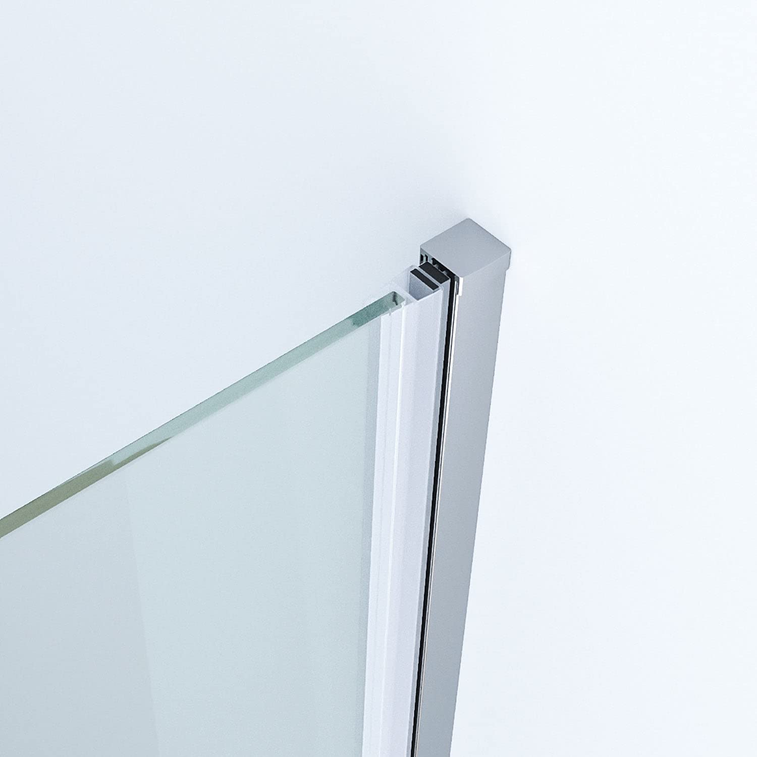 Duschtür Nische faltbar Falttür Nischentür Dusche 95 cm Duschabtrennung Glas Pendeltür Schwingtür Duschkabine mit Duschablage aus 5mm ESG Sicherheitsglas Verstellbereich von 93-96 cm Höhe 187 cm