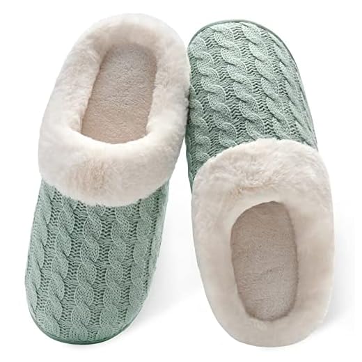 Tofflor för män kvinnor damer minnesskum tofflor hus stickade tofflor bekväma varma tofflor inomhus halkfria tofflor, Grön K,