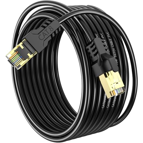 YSONG Cat 8 Ethernet Cable 30FT,High Speed 40Gbps,2000Mhz,26AWG,Gold Plated RJ45 Connector,for Outdoor&Indoor,for/PC/Modem/Router/Gaming,Faster Than Cat7/Cat6/Cat5