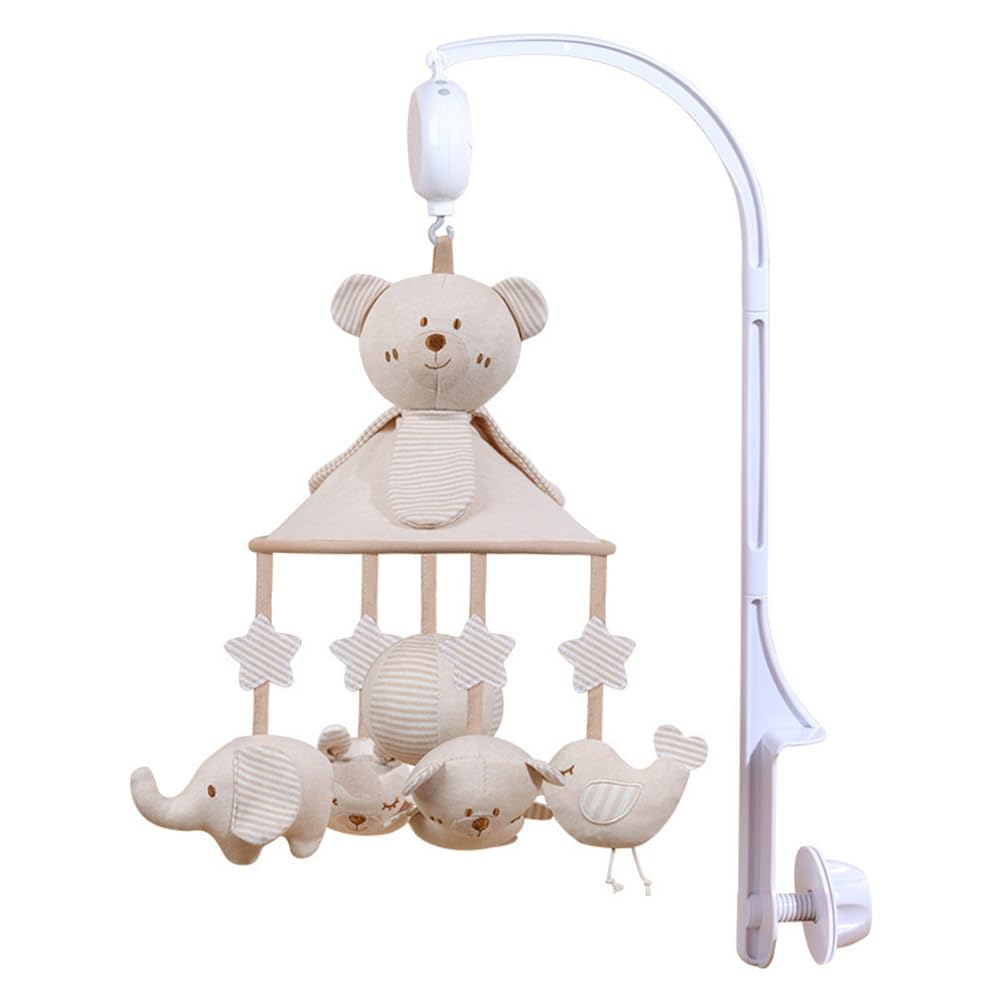 Mobile Musical Lit Bébé, Mobile De Berceau D’animal, Mignon Ours en Peluche Cloche De Lit avec Musique, Berceau Bébé Jouet pour Garçons et Filles de 0 3 6 9 12 Mois, Décoration pour Chambre de Bébé