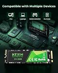 KEXIN SSD M.2 NVMe Internal SSD 256GB M.2 2280, PCIe Gen 3.0, up to 2800 MB/s Read, 2300 MB/s Write, Internal Solid State Drive Compatible with Laptop,PC,Gaming Black, 256GB
