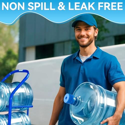3 & 5 Gallon Water Jug Cap, 4 Pack Reusable Food Grade Silicone Replacement Water Bottle Lid, No Leaking & Popping Open Cup for Standard/Screw/Crown Tops (Blue) - 5