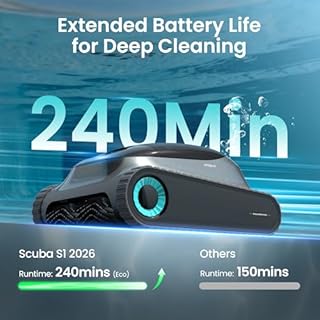 (2026 Upgrade) Aiper Scuba S1 Robotic Pool Cleaner, Wall & Waterline Cleaning, Dual Filtration, Extended 240-Min Battery Life, Smarter Navigation with High-Precision Sensors, App Support, OTA Upgrade