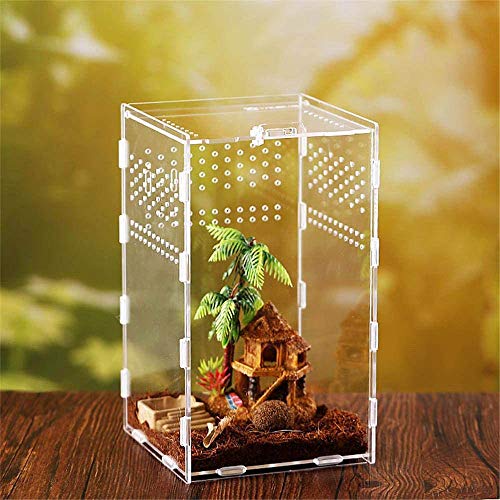 Yezytech Reptiel-voederdoos, insectenvoederdoos, acryl 360 graden transparante reptielkweekbox, insectenvoeder, huis… - Afbeelding 4