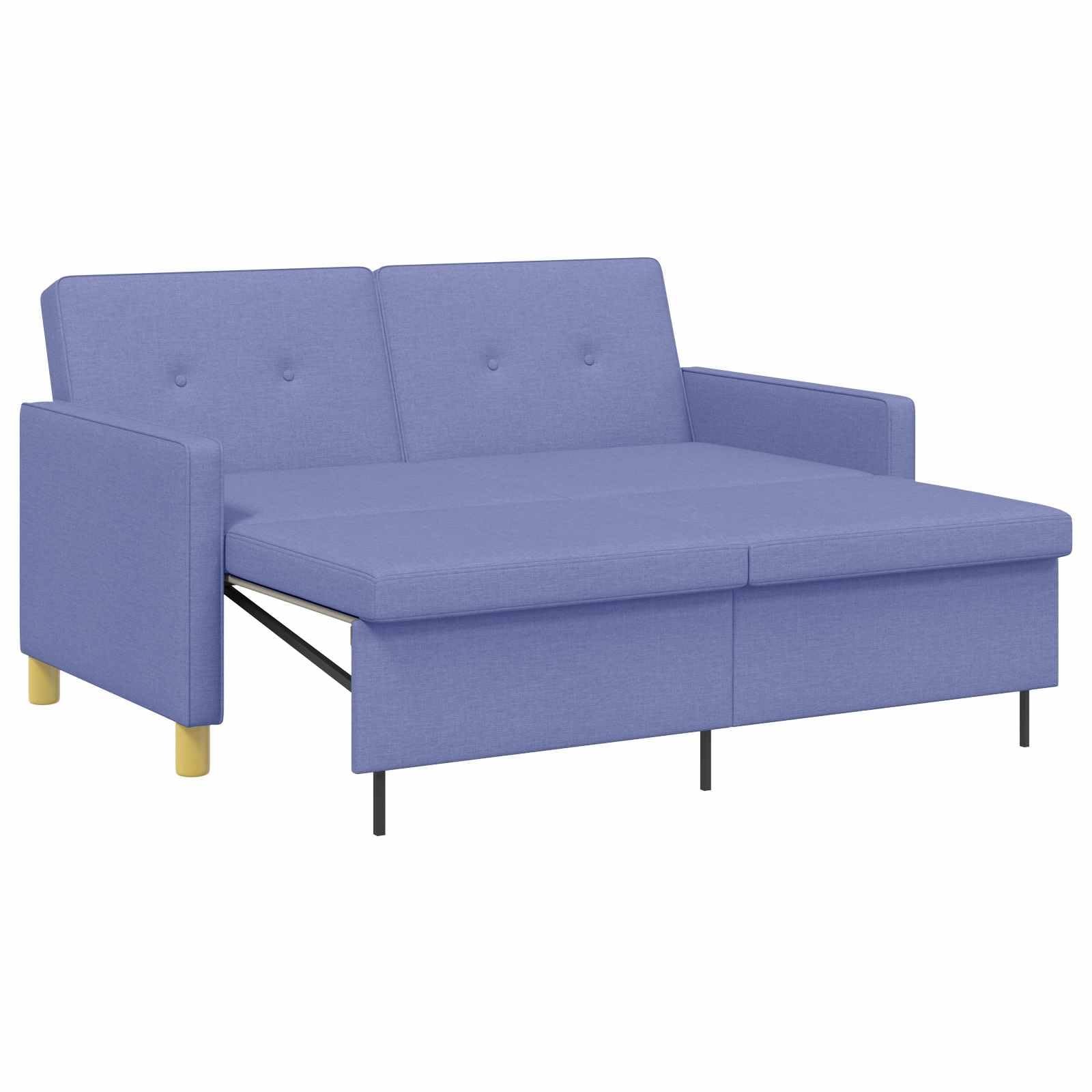 vidaXL Schlafsofa Ausziehbar Jeans blau Stoff, Modernes 2-Sitzer-Sofa, platzsparendes Ausziehbett, ausziehbares Möbelstück mit Verstellbarer Rückenlehne, Rahmen aus Holzwerkstoff