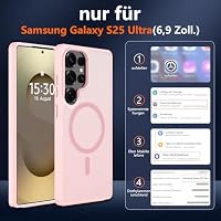 Super Magnetisch Hülle für Samsung Galaxy S25 Ultra : Kompatibel mit MagSafe Militärschutz Extrem Langlebig Matt Transluzent Kratzfest Anti Fingerabdruck Handyhülle Case Cover für S25 Ultra Rosa – Ansicht 2