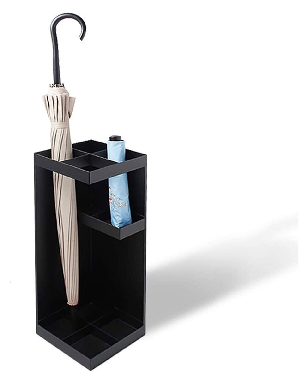 Porte-parapluies en métal noir avec bac à eau amovible pour entrée et bureau