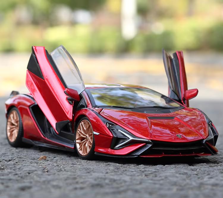 Image of Die-cast Lamborghini Toy Car - 1:32 Scale Alloy Supercar with Openable Doors Lights & Sound, Pull-Back Action Die-Cast Vehicle for Kids, Boys, Car Lovers & Collectors (Multicolor)