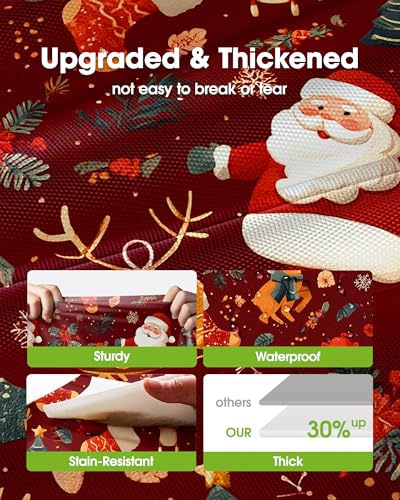 Image of Pureegg Plastic Table Cloth Disposable 8 Pack, 54 x 108 Inch Rectangle Tablecloths, Sturdy Leakproof Plastic Covers for Party, Picnic, Wedding, Winter & Xmas Decoration, Christmas Red