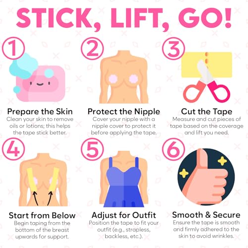 Boob Tape Essential – Breast Tape Lift for Large Breast | 2” Wide Boobtape for Women | Silicone Nipple Covers | Body Tape for Breast Lift | Strapless Bra Alternative | Beige4