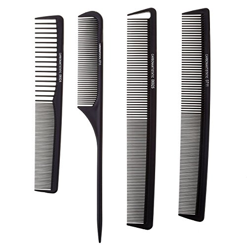 Faleto Profi Schneidekamm Set 4x Anti-Statik Friseur Kamm Haarschneidekamm Frisierkamm Taschenkamm, schwarz Cover