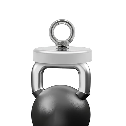 Miniatura 5 de Kit de imanes de pesca de neodimio fuerte, imán de tierras raras de 660 libras con perno para pesca magnética, recuperación en río y elevación