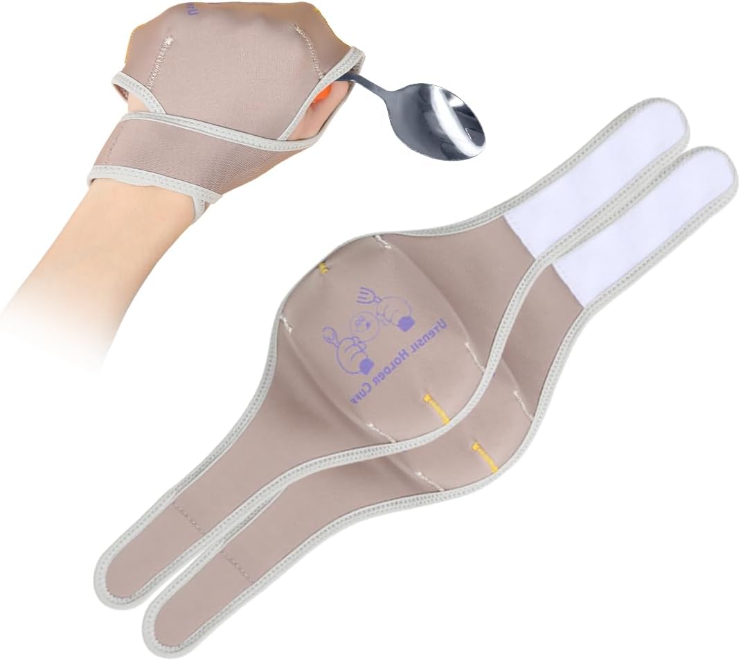Adaptive Utensil Holder Strap, Fork & Spoon Hand Cuff for Weak Grip