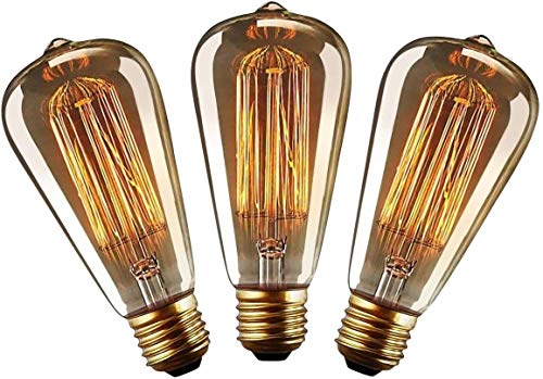 YUNLIGHTS Ampoule Vintage E27 Edison ST64 40W Dimmable Lampe Edison Vintage Décoration Filament E27 Edison Rétro Ampoule Globe Blanc Chaud 220-240V - 3Pack