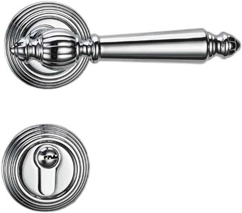 Golden Door Lock Indoor Bedroom Light Luxury European Split Lock Magnetic Silent Wooden Door Lock American Door Lock Door Handle(Silver Silent 35-50mm)