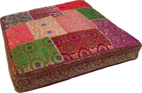 Guru-Shop Coussin Carré Oriental en Patchwork 50 cm, Coussin D`assise, Coussin de sol Avec Garniture en Coton - Coloré, Multicolore, Synthétique, Siège - Coussins de sol