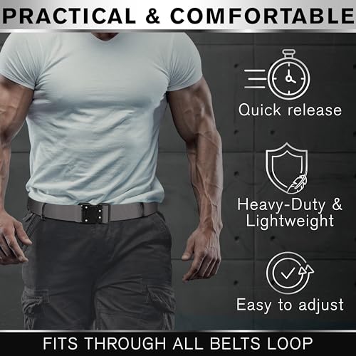 Image of TECEUM Tactical Belt - Heavy-Duty & Quick Release - Military, Work, Rigger, Duty & Utility Belt for Men