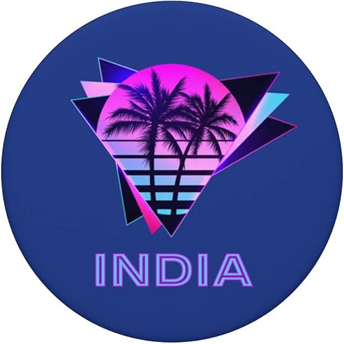 Miniatura 3 de India 80s Palm Tree Indian Pride Retro Vintage Souvenir PopSockets Swappable PopGrip
