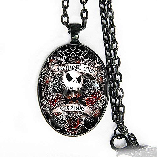 Jack Skellington inspired - Oval Pendant Necklace - TNBC - the nightmare before Christmas - HM