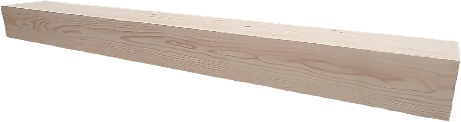 BoscoMondo Fireplace Mantel, Handcrafted Rustic from Solid Pine, Wall-Mounted Floating Farmhouse Shelf - 8x6x48 Raw 8"x6"x48" Raw
