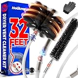 Holikme 32 Feet Dryer Vent Cleaner Kit, Upgrade Flexible Lint Brush with Drill Attachment, Extends Up to 32 Feet for Easy Cleaning,Use with or Without a Power Drill