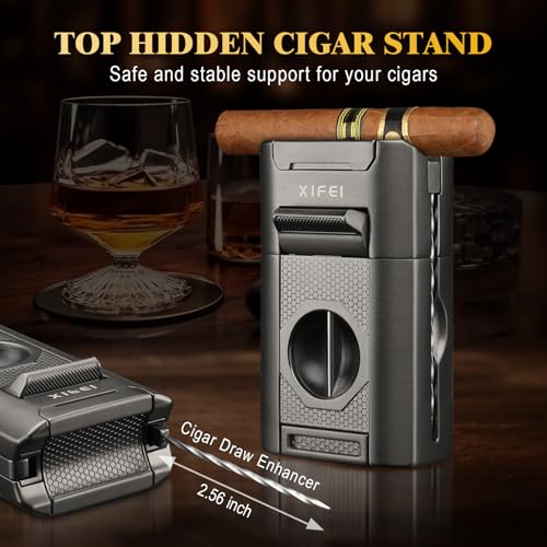 Encendedor de mesa 6 en 1 XIFEI con cortador de cigarros miniatura 6