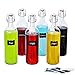 Creative Home 6 x Bottiglie Vetro 1 Litro Set | 6 x 1L | Caraffa Acqua Bottiglia per Olio Succhi di Frutta con Tappo Ermetico | Kit Completo di 8 Etichette Riutilizzabili e Gessetto Antipolvere