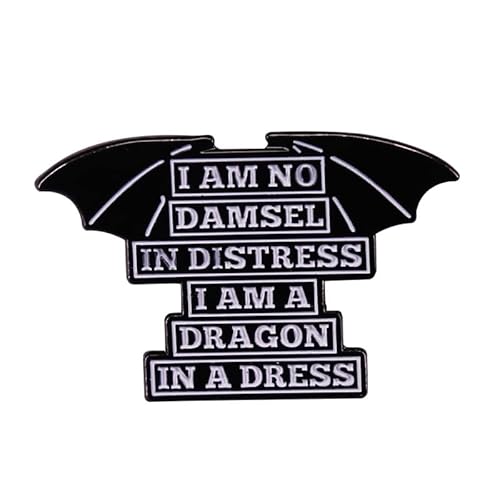 I Am No Damsel in Distress I Am A Dragon In A Dress Feminist Enamel Pin Female Empowerment Brooch Jackets Punk Lapel Pins Badges Brooches Jewelry Accessories