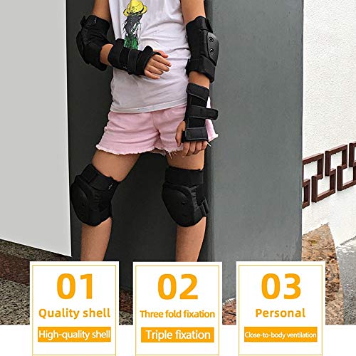 DONGKER 6PCS Knee Pad Elbow Pads, Adult/Child Skate & Skateboarding Wrist Guards Protective Gear Set with Adjustable Strap for Motorcycle, Skating, Biking, Skateboard