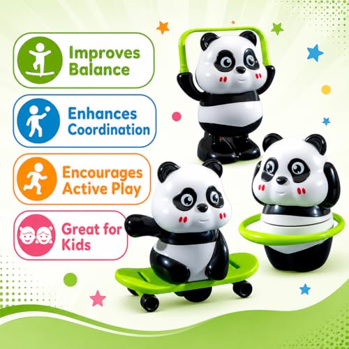 Image of 3-in-1 Panda Toy with Skateboard, Hula Hoop and Jump Modes, Durable Plastic, Lightweight, Indoor and Outdoor Active Play