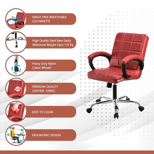Image of GOYALSON Comfortable Revolving Office Chair Adjustable Swivel Chair with Padded Seat & Backrest for Home Office (2, Red, Standard)