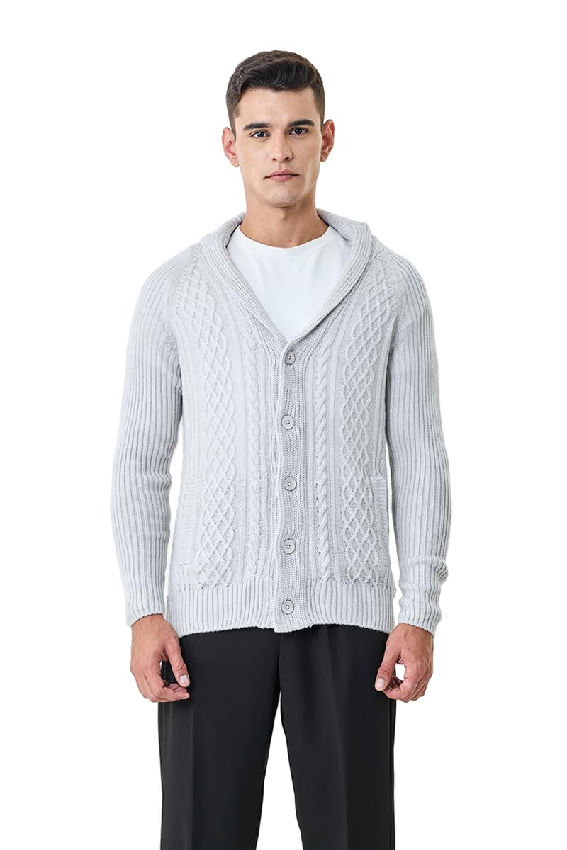 snitch Men's Sweater | Cable Knit Design with Shawl Collar & Button Closure | 100% Acrylic Fabric, Regular Fit, Casual Wear-picture-33