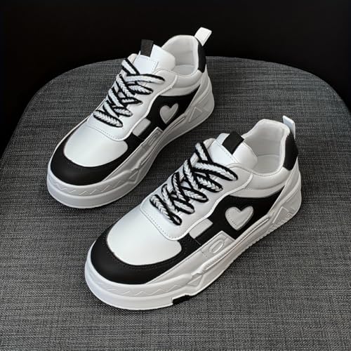 Y2K Shoes for Women Trendy Low Top Color Block Platform Chunky Sneakers for Women with Heart Love Walking Trainers4