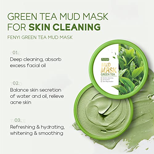 5 Pcs Lama de chá verde para o rosto | Cobertura de lama facial hidratante para todos os tipos de pe
