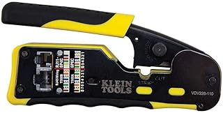 Klein Tools VDV226-110 Ratcheting Modular Data Cable Crimper / Wire Stripper / Wire Cutter for RJ11/RJ12 Standard, RJ45 Pa...