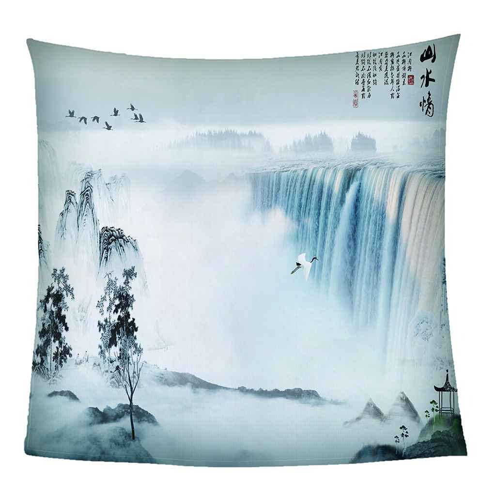 Couverture polaire flanelle microfibre 150 cascade style chinois