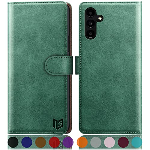 Coque portefeuille Samsung A54 5G antivol RFID étui protection intégrale vert
