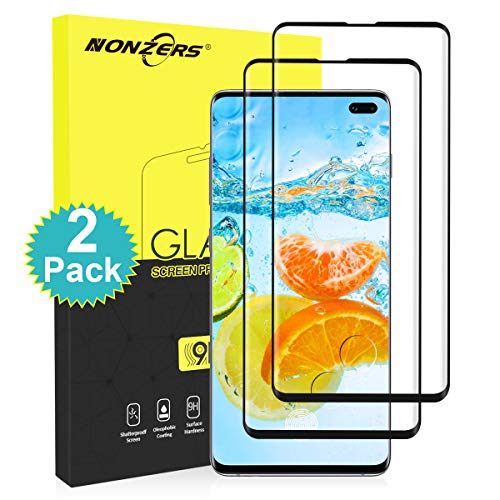 NONZERS Cristal Templado para Samsung Galaxy S10 Plus, [2 Unidades] HD Vidrio Templado, 9H Dureza, Anti-Arañazos, Explosiones Resistente, Sin Burbujas, Protector Pantalla para Galaxy S10 Plus