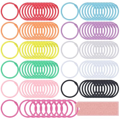 Koogel 66PCS Metallic Loose Leaf Binder Rings, 1.2 Inch Colored Metal Key Rings for Index Cards, Notebook, Keychains, School, Office, Home, Teachers, Craft Projects, 11 Colors
