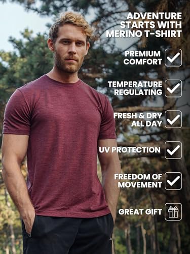 Merino Wool Shirt Men - 100% Wool Short Sleeve Breathable Anti-Odor3