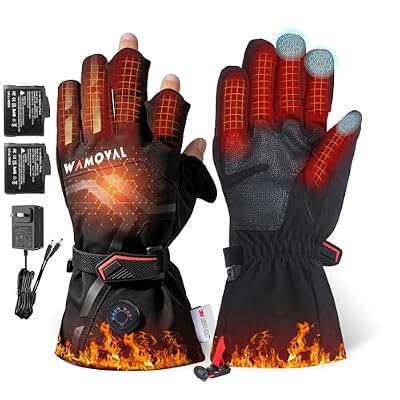 Heated Gloves, 7.4V Rechargeable Hand Warmer for Men Women, Up to 8 Hours, 3 Heat Settings, Windproof Thermal Fleece 3-Finger Magnetic Flip for Hunting/Fishing/Photography/Drone, Touchscreen XXL