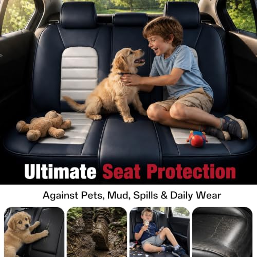 Image of Deluxe Front Seat Covers for Toyota Camry 2015-2026, Blue-White