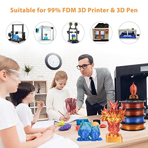 Image of 4Packs Gradient Silk PLA 3D Printer Filament Bundle, Multicolor Changing 1.75 PLA Filament Bundle with Silk Shiny Surface, 3D Printing Filament for Most 3D Printers 250G /0.55lb*4 Sets