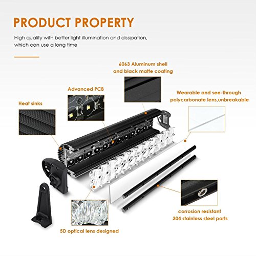 image for Auxbeam LED Light Bar 52 Inch 300W Off-Road Driving Lights Spot Flood 