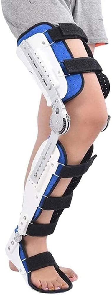Attelle de Genou Articulée Orthèse Télescopique Attelle de Genou, Stabilisateur de Jambe Ajustable Orthèse de Cheville Ajustable, Prévention de la Chute du Pied et de l'Entorse de la Cheville (Dr