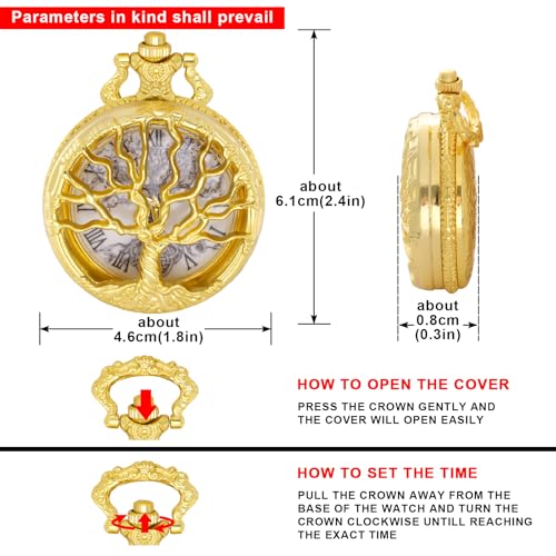 Image of Tiong Pocket Watch Hollow Tree of Life Design Roman Numerals Engraved Bible Verse Quartz Pocket Watch with Chain Custom Pocket Watch Birthday Gifts