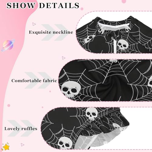 ALAZA Sugar Skull Web Halloween Girls One Piece Swimsuit Long Sleeve Rash Guard Swimsuits UV 50+ Swimwear Zipper4