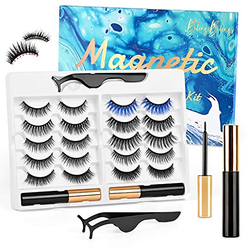 Magnetic Eyelashes Kit With Eyeliner,10 Pairs Reusable Magnetic Lashes,Glue-free Natural Look Eye Lashes Kit With Scissors Tweezers